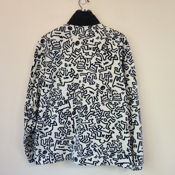 Keith Haring x H&M Fleece Jacket White &Navy Doodle Unisex Adult M Urban Artsy - Picture 11 of 16